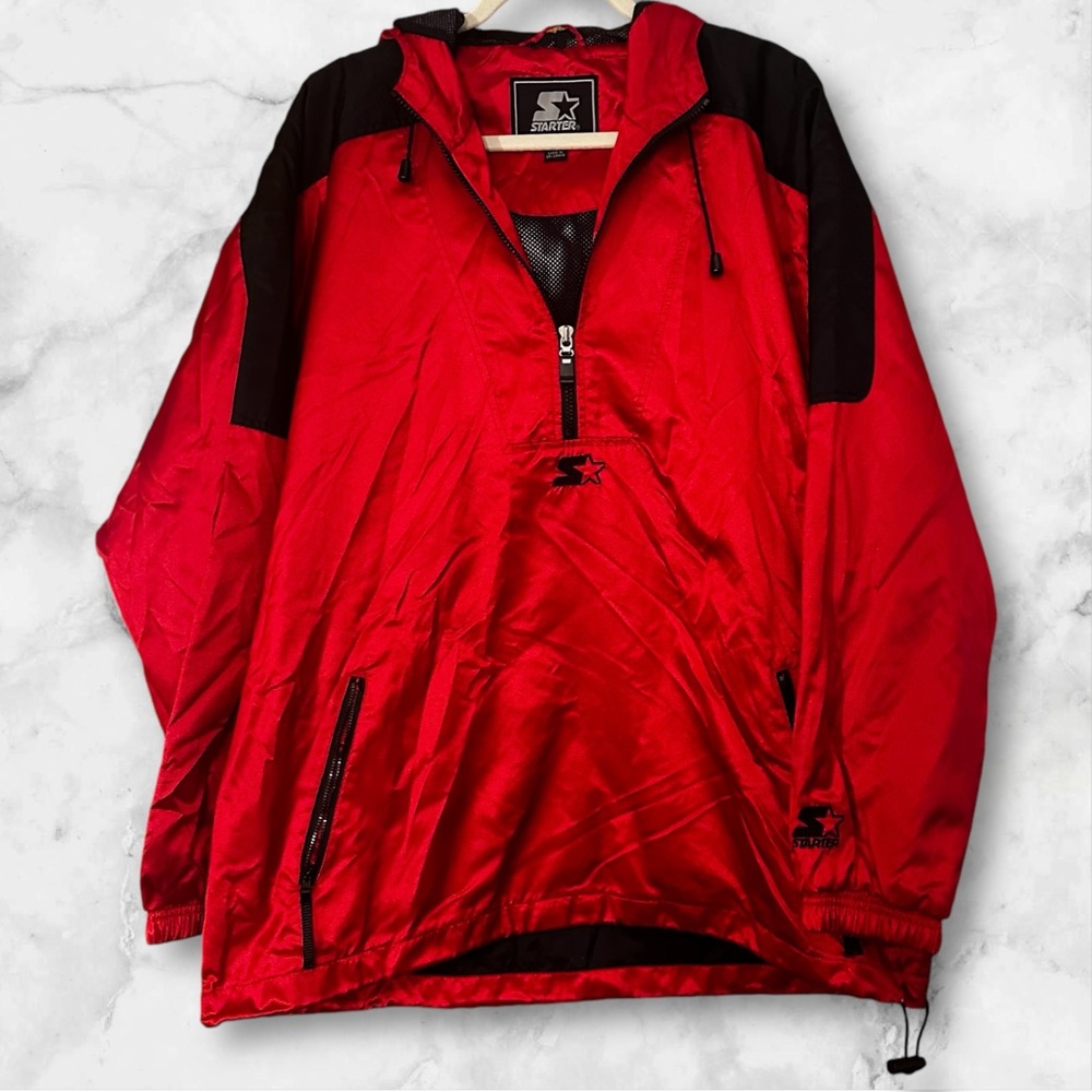 VTG 90s Starter Nylon Pullover Vented Windbreaker Jacket Size Large Mens 1/2 Zip